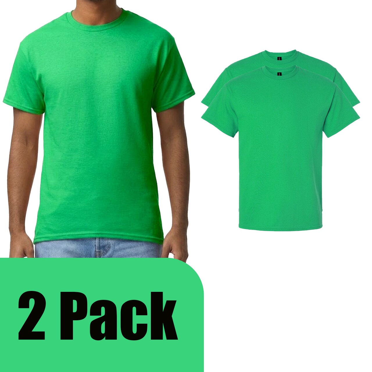 Gildan Unisex Ultra Cotton Short Sleeve Crewneck T-Shirt Craft Bundle, Irish Green, 2–14 Pack